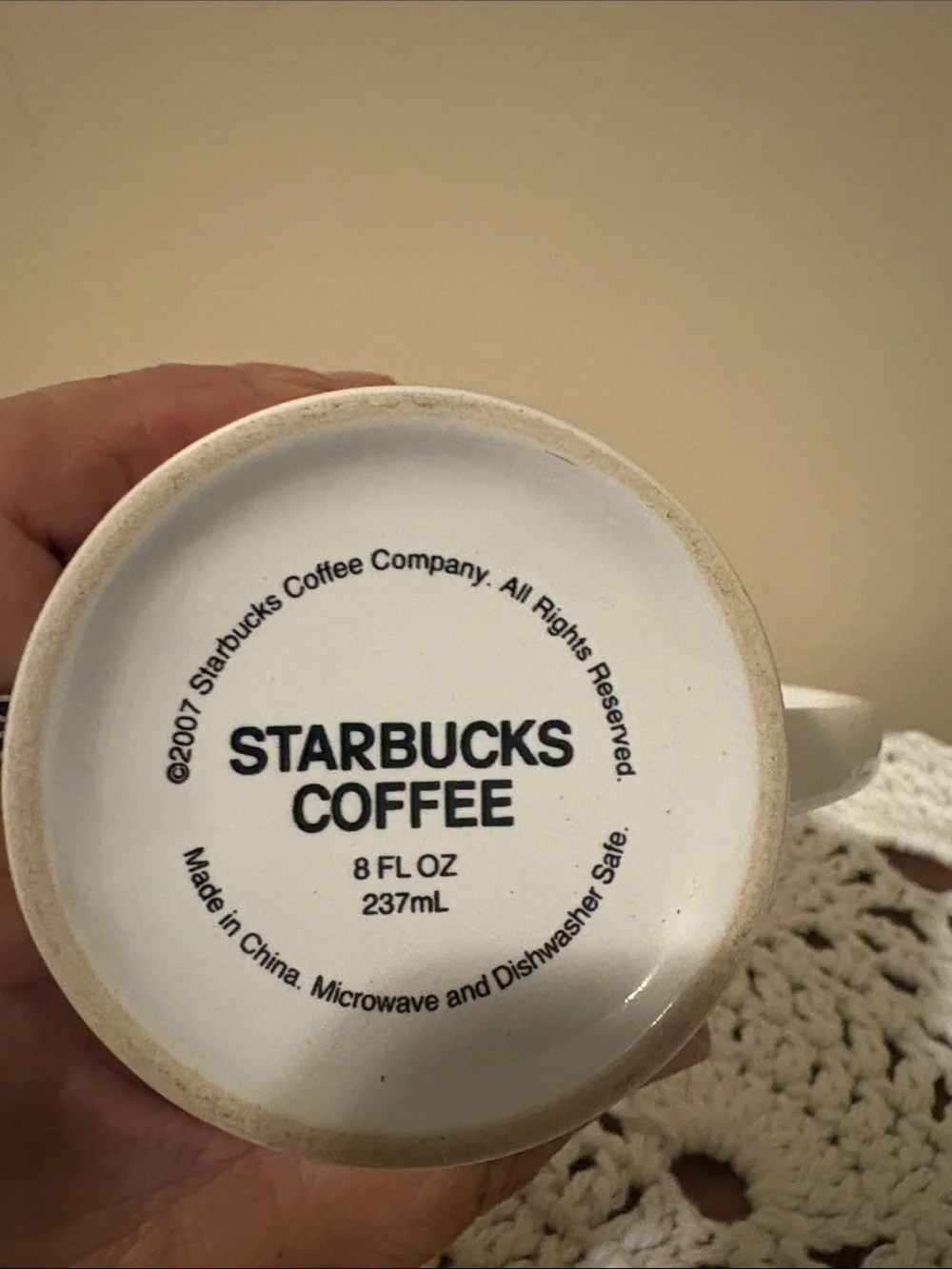Starbucks White Mug with Green Siren Logo 2007